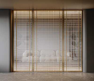 现代玻璃屏风隔断3D模型下载